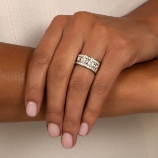 Wide Platinum Square Diamond Band Ring
