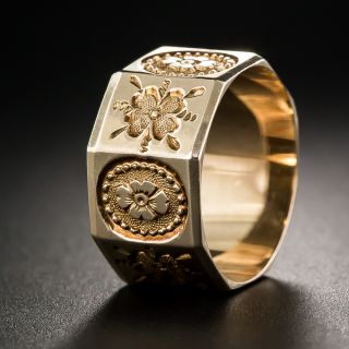 Wide Rose Gold Victorian Wedding Band by J.R, Wood - Size 6