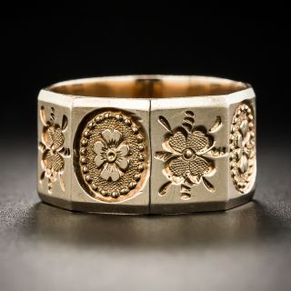 Wide Rose Gold Victorian Wedding Band by J.R, Wood - Size 6