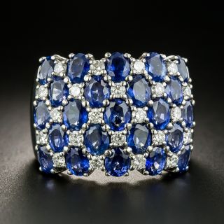 Wide Sapphire Diamond Band Ring - 2