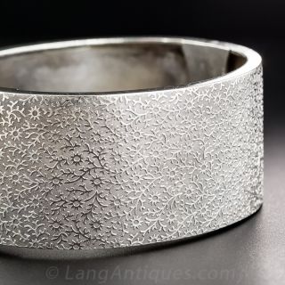 Wide Silver Bangle Bracelet 