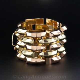 Wide Two-Tone Retro Bracelet