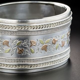 Wide Victorian Silver & Gold Bangle