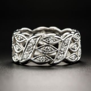 Wide Vintage Diamond Wedding Band, Size 7 1/4 - 1