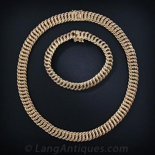 Woven Gold Estate Necklace and Bracelet