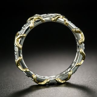 'X' Diamond Wedding Band, Size 7 1/4