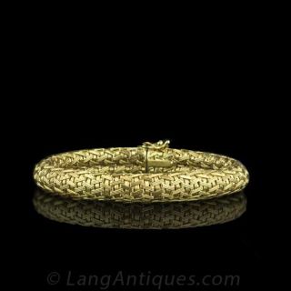 Yellow Gold Braided Mesh Bracelet Main View