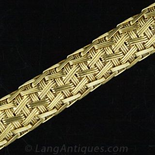 Yellow Gold Braided Mesh Bracelet
