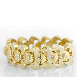 Yellow Gold Scallop Link Bracelet