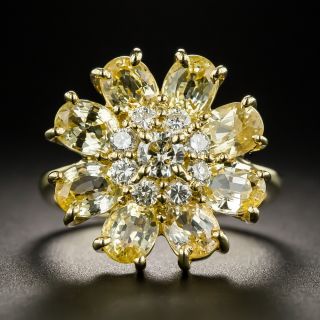 Yellow Sapphire and Diamond Cluster Ring - 1