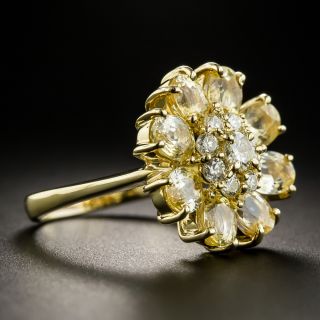Yellow Sapphire and Diamond Cluster Ring