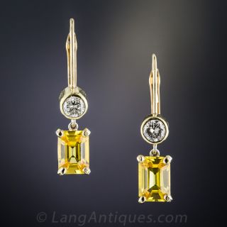 Yellow Sapphire and Diamond Earrings