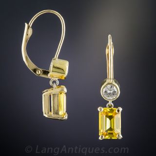 Yellow Sapphire and Diamond Earrings