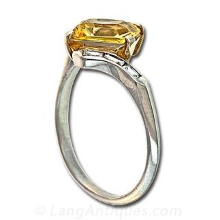 Yellow Sapphire and Diamond Ring