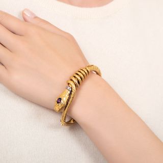 Zolotas Garnet Snake Bangle