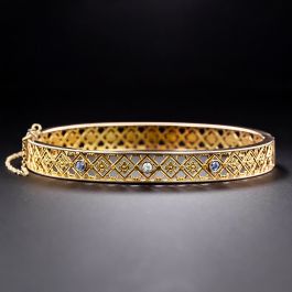 Antique Sapphire and Diamond Bangle Bracelet, c.1900