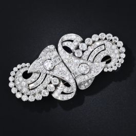 Art Deco Double Clip Brooch, 10.00 Carats