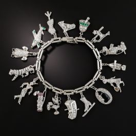 Art Deco Platinum Diamond Charm Bracelet