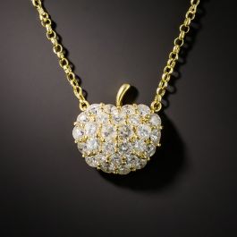 Beauniq 14k Yellow Gold Diamond Cut Apple Pendant Necklace 