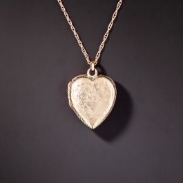 English Victorian Small Engraved Heart Locket