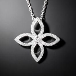 Louis Vuitton 18 Karat White Gold Flower Diamond Necklace