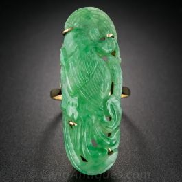 Natural Burmese Carved Jade Dinner Ring