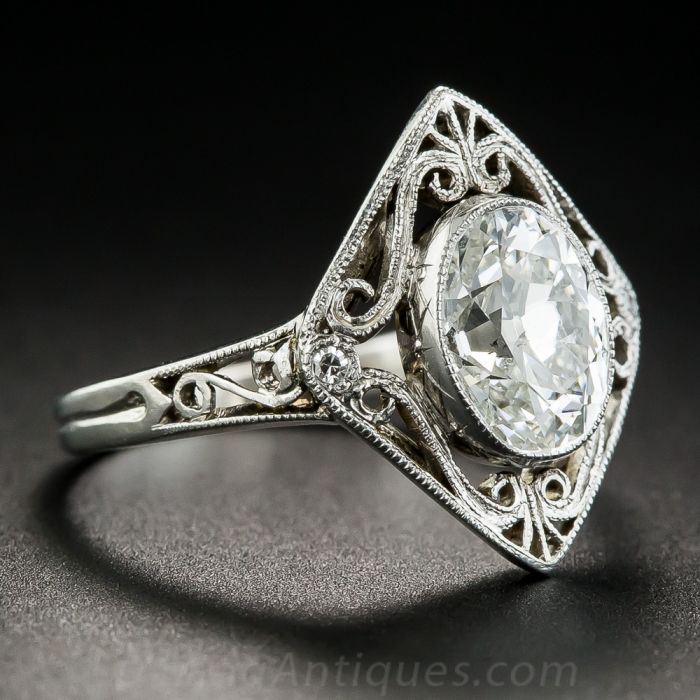 1.62 Carat Oval Early 20th Century Diamond Ring GIA - F SI1 GIA