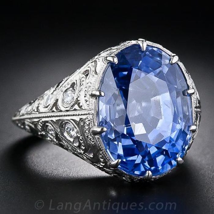 15.42 Carat No-Heat Ceylon Oval Sapphire and Diamond Ring