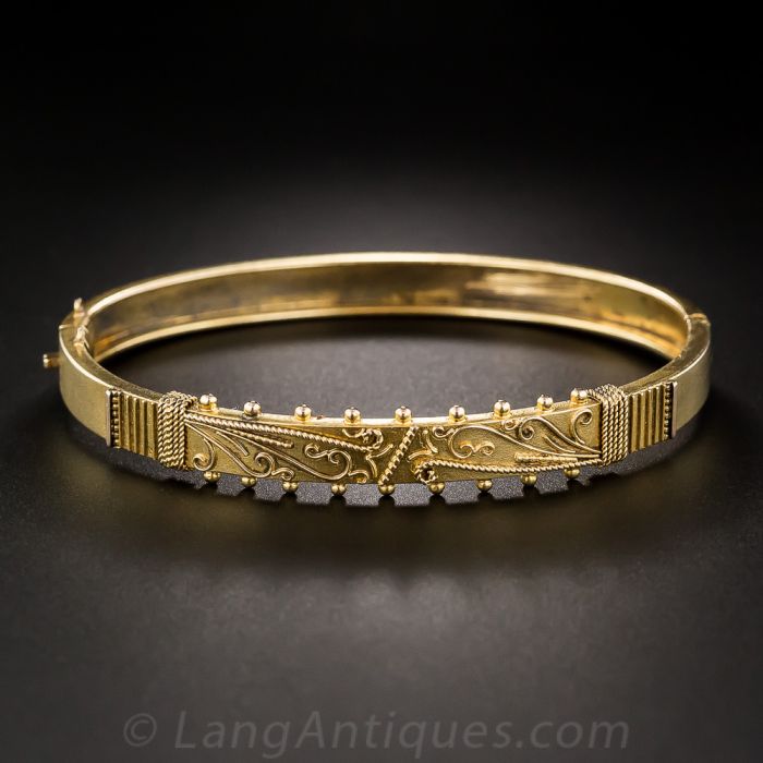 15K Victorian Etruscan Bangle Bracelet