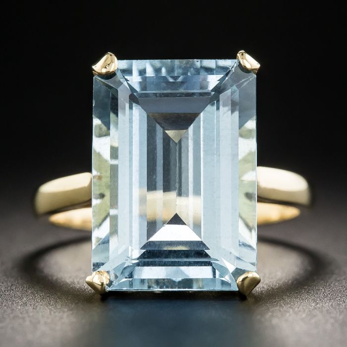 Rectangle aquamarine ring sales