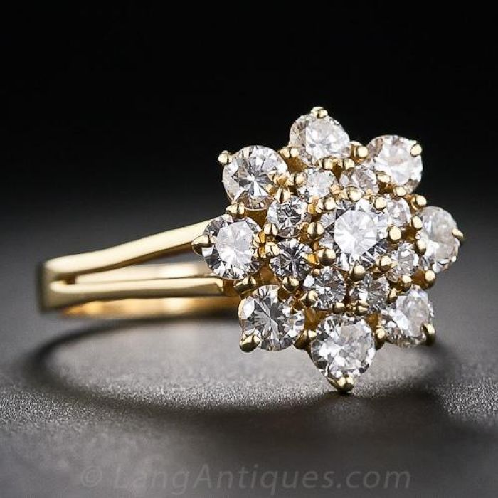 18K Gold and Diamond Cluster Ring