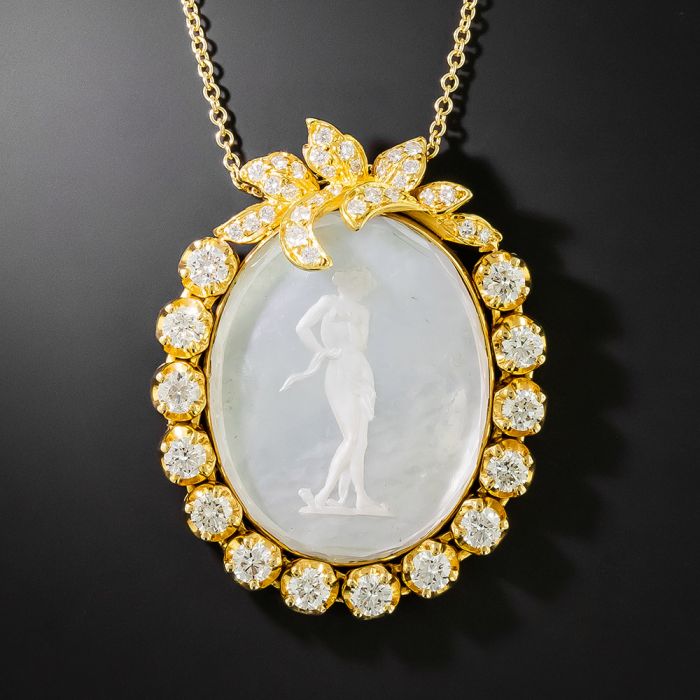 Diamond Pendant Set Pendant Mother Of Pearl Mother-of-Pearl Cameo