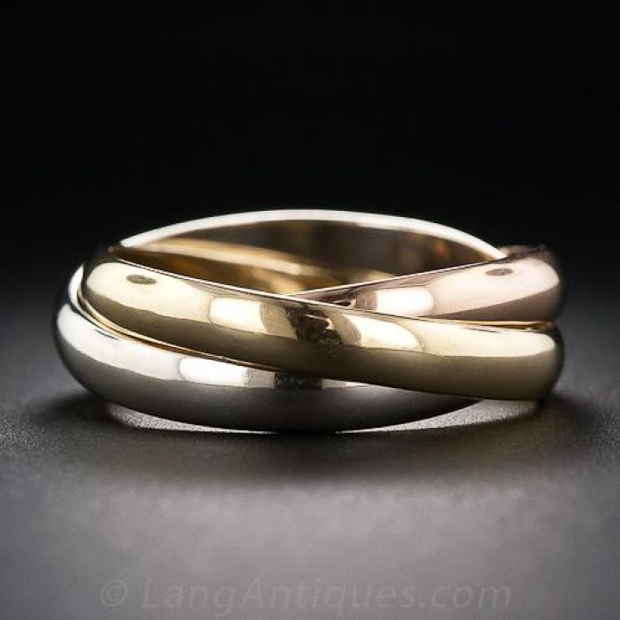 18k Tri Color Cartier Rolling Ring Size 9