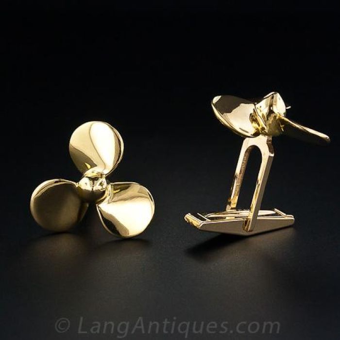 18K Yellow Gold Propeller Cufflinks