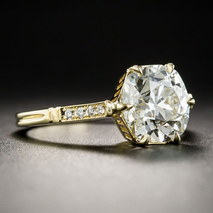 Vintage old mine cut diamond ring top