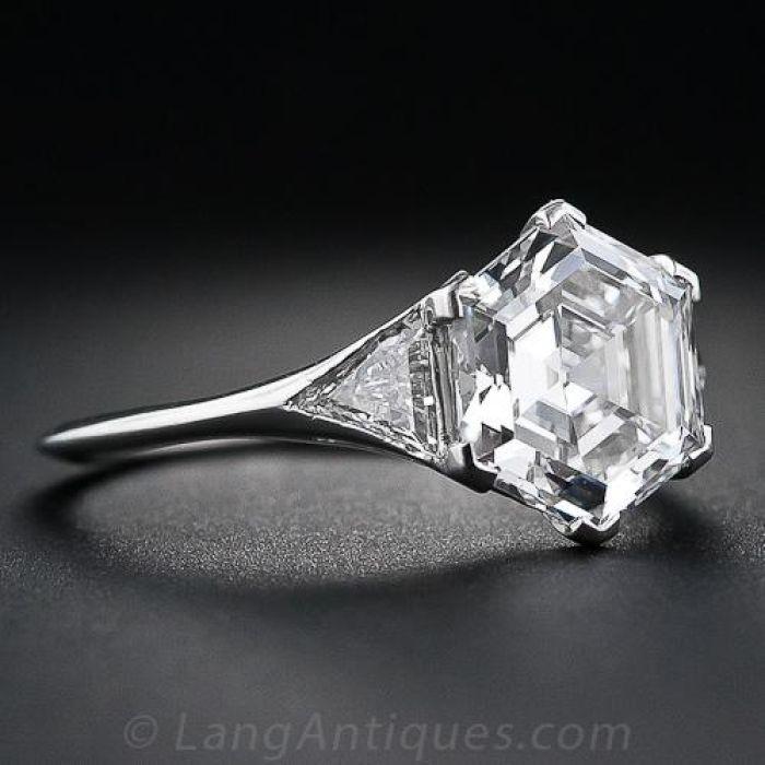 2.91 Carat Hexagon Diamond Platinum Engagement Ring
