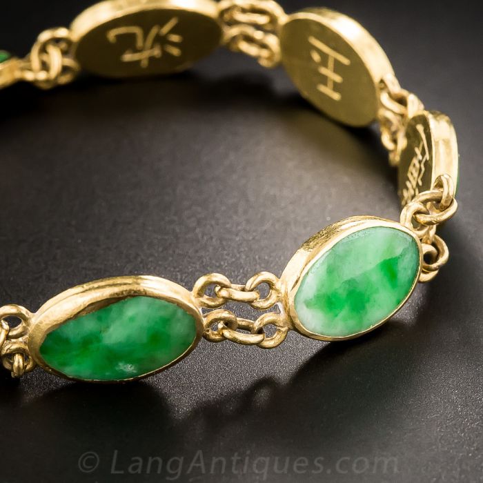 Gold bracelet with jade hotsell