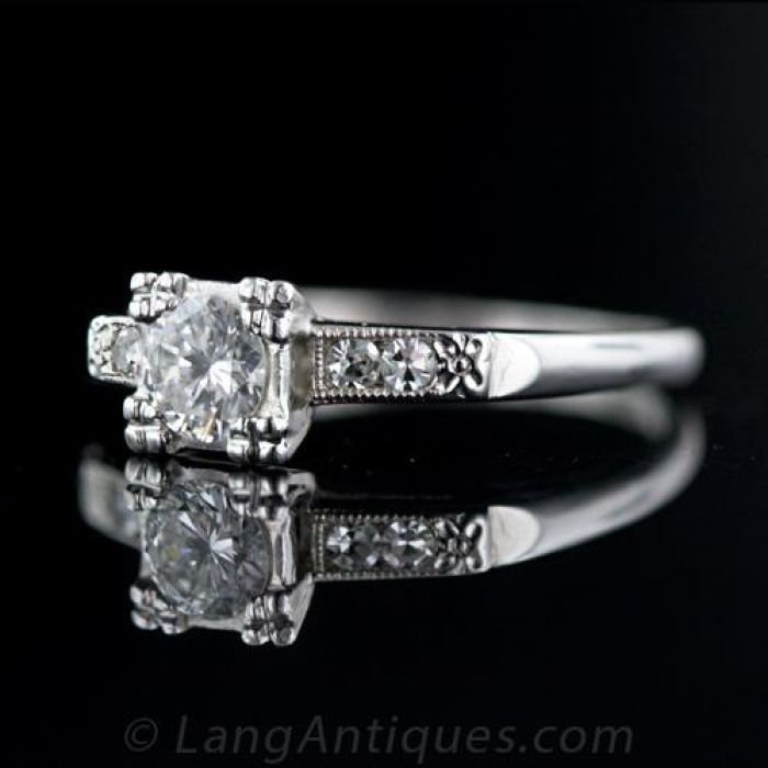 41 carat 1950's Illusion-Set Diamond Solitaire Ring