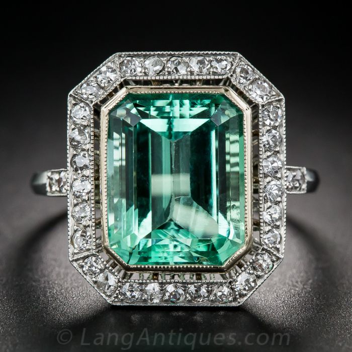 5.50 Carat Green Beryl and Diamond Ring