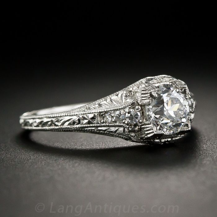69 Carat Diamond Platinum Antique Style Ring
