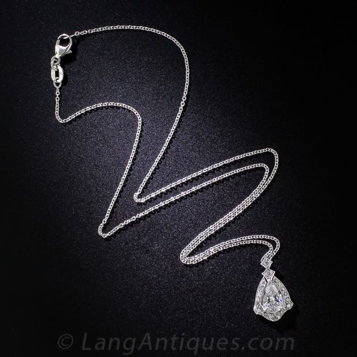 85 Carat Art Deco Pear-Shape Diamond Pendant