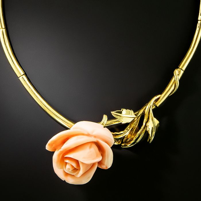 Aldo Cipullo Coral Rose Necklace