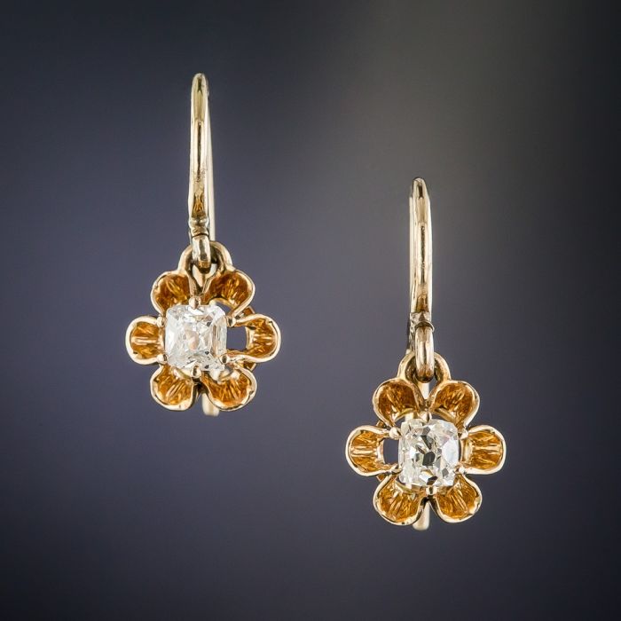 Vintage 70’s online 10K Gold Diamond Buttercup Earrings