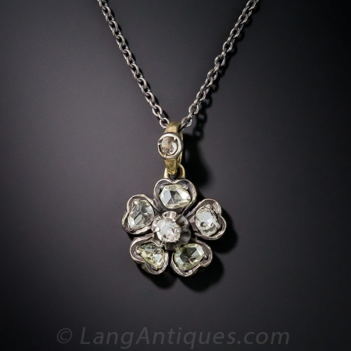 Antique flower buy silver pendant