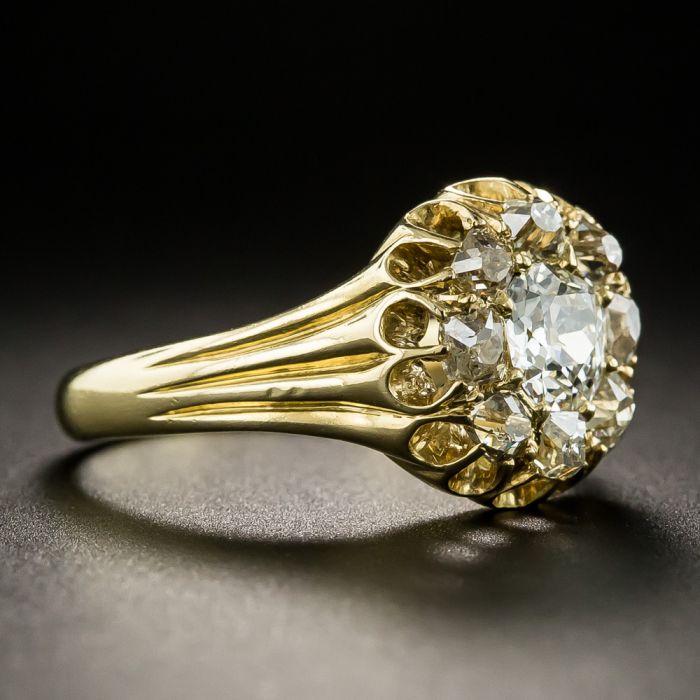 指輪1 Antique Diamond Cluster Ring, Circa 1890-1900