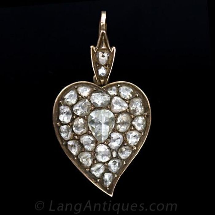 Antique Diamond Witch s Heart Pendant