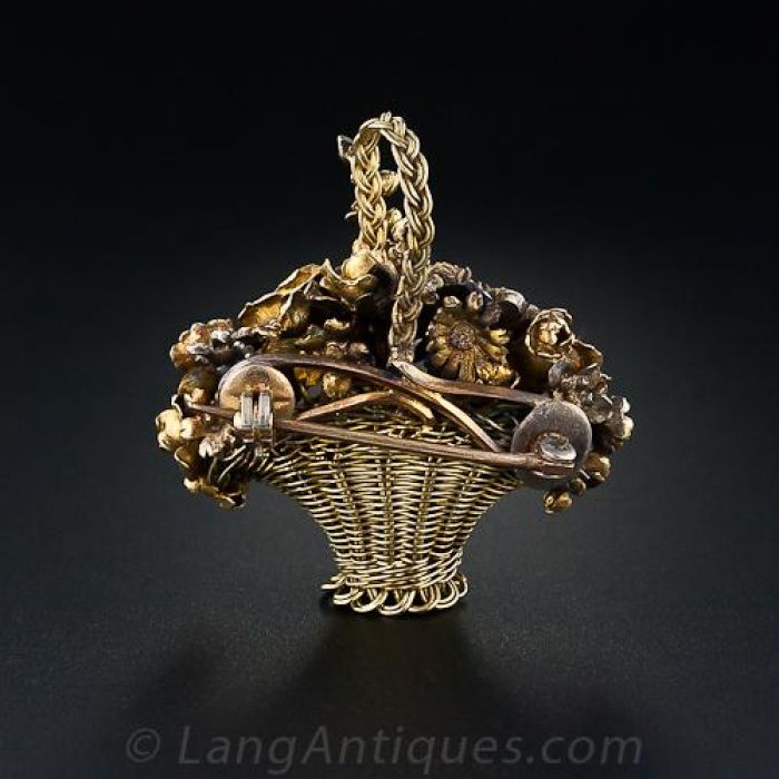 Antique Flower Basket Pin and Pendant