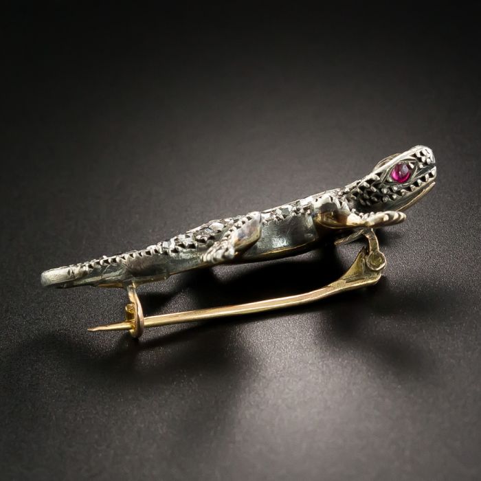 Antique French Diamond Salamander Pin