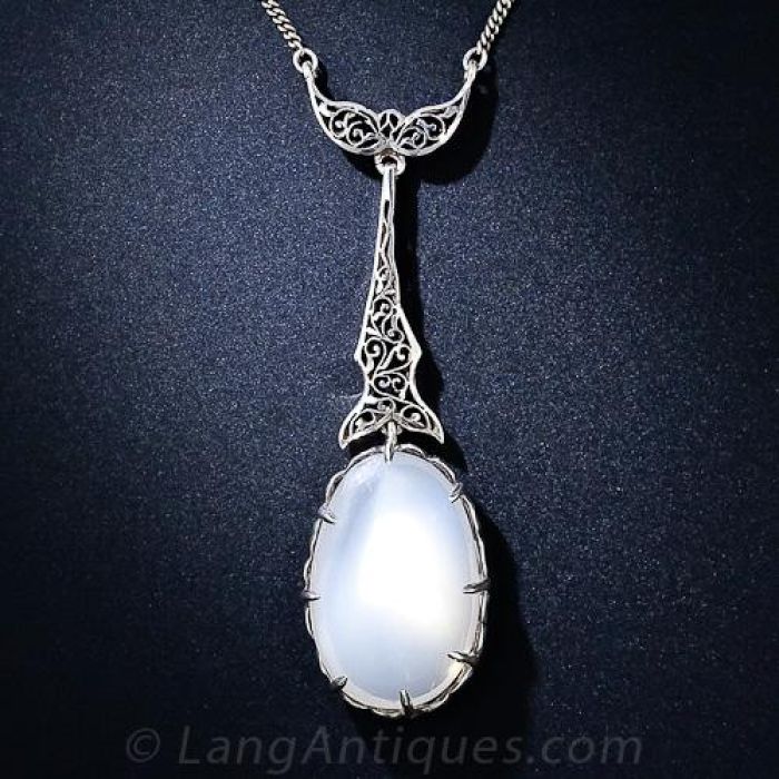 Sterling Silver Filigree Square Moonstone Pendant Sterling Silver Filigree Square Moonstone Pendant