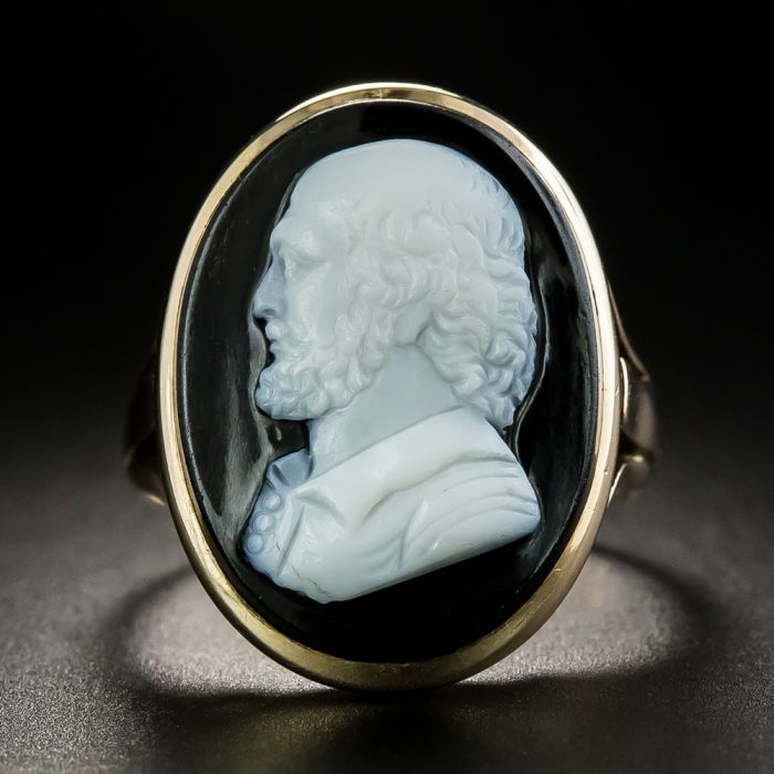 Antique Onyx Cameo Ring Circa 1898